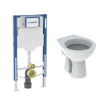 Stelaż podtynkowy Geberit Duofix do stojącej miski WC dla dzieci, 97 cm, ze spłuczką podtynkową Sigma 12 cm Stojąca miska WC Bambini dla dzieci, lejowa